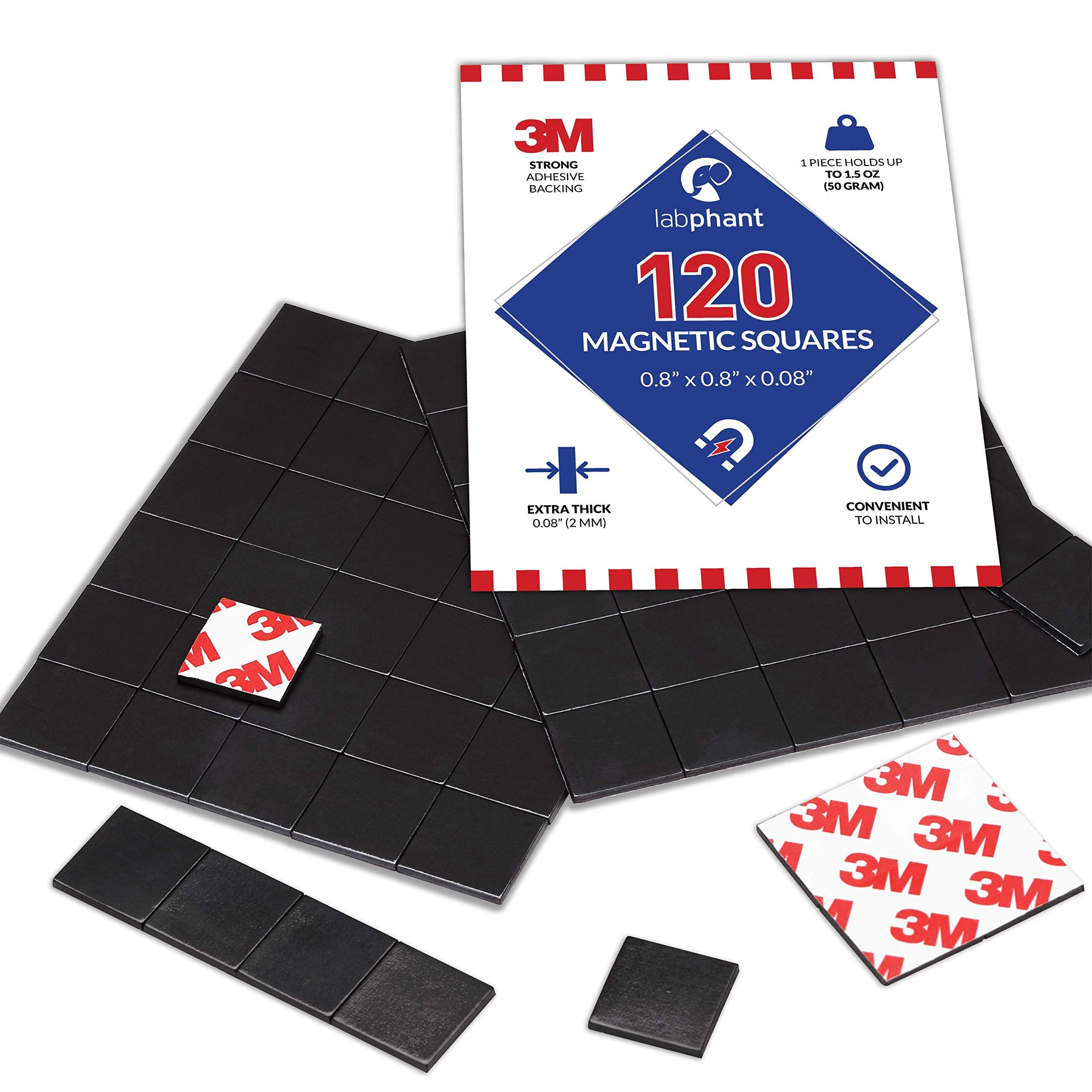 Magnetic Squares, 120 Pieces Magnet Squares (Each 20 x 20 x 2mm) on 4 Tape Sheets, with 3M Strong Ad | Amazon (US)