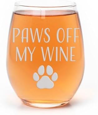 Paws Off My Wine Dog Mom Stemless Wine Glass - Dog Mom Gift, Dog Lover Gift - 1 Glass | Amazon (US)
