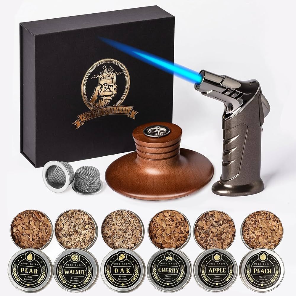 Bourbon Gifts for Men - Cocktail Smoker Kit with Torch and Wood Chips for Whiskey and Bourbon, Ol... | Amazon (US)