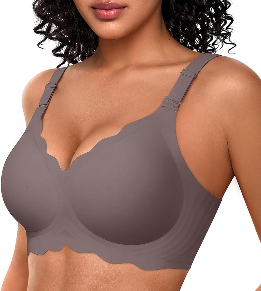 OEAK Women Bras No Underwire Scalloped Push Up Buttery Soft Tshirt Bra Seamless Full Coverage Con... | Amazon (US)