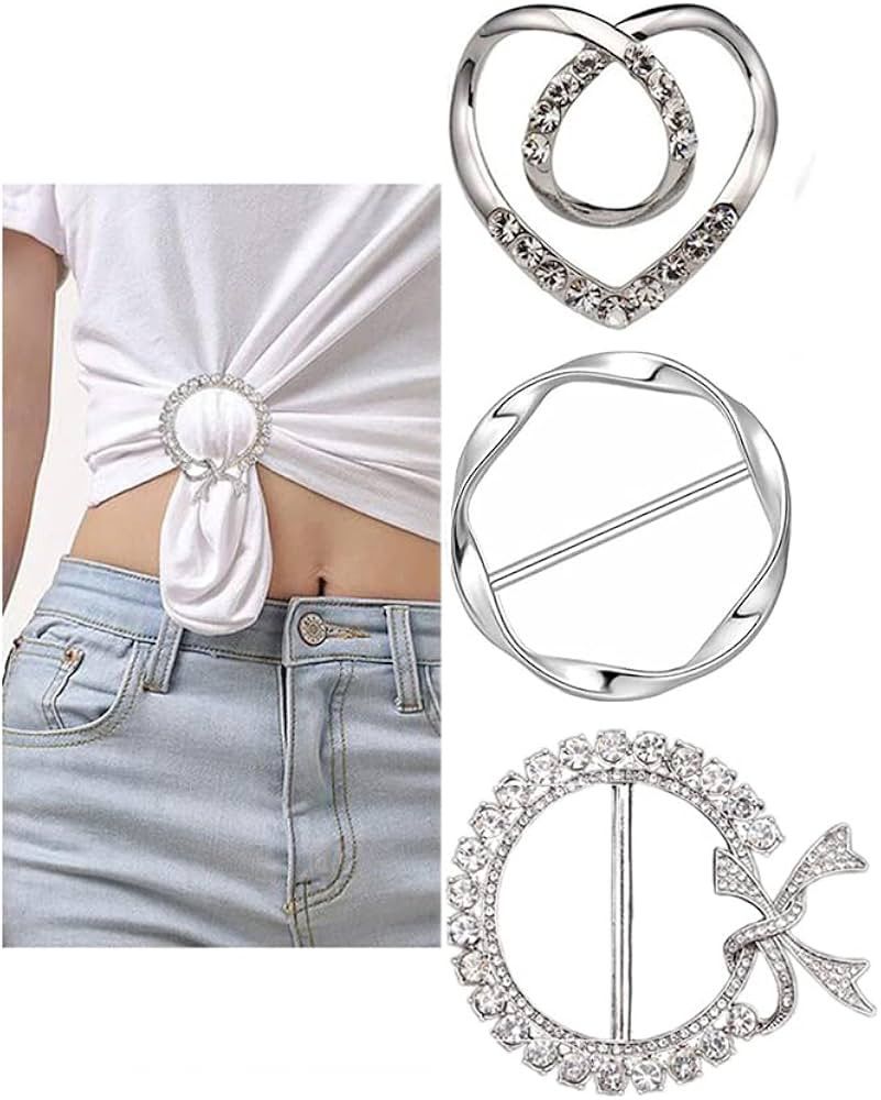 3 Pack Metal Tshirt Clips and Rings 1.9 Inch Large T-shirt Clip Scarf Ring for Girl Women | Amazon (US)