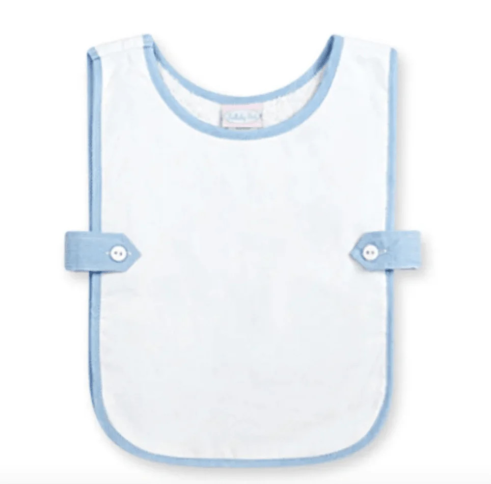 Celebration Bib - Legacy White, Baby Blue Minigingham | Hampton James Clothing