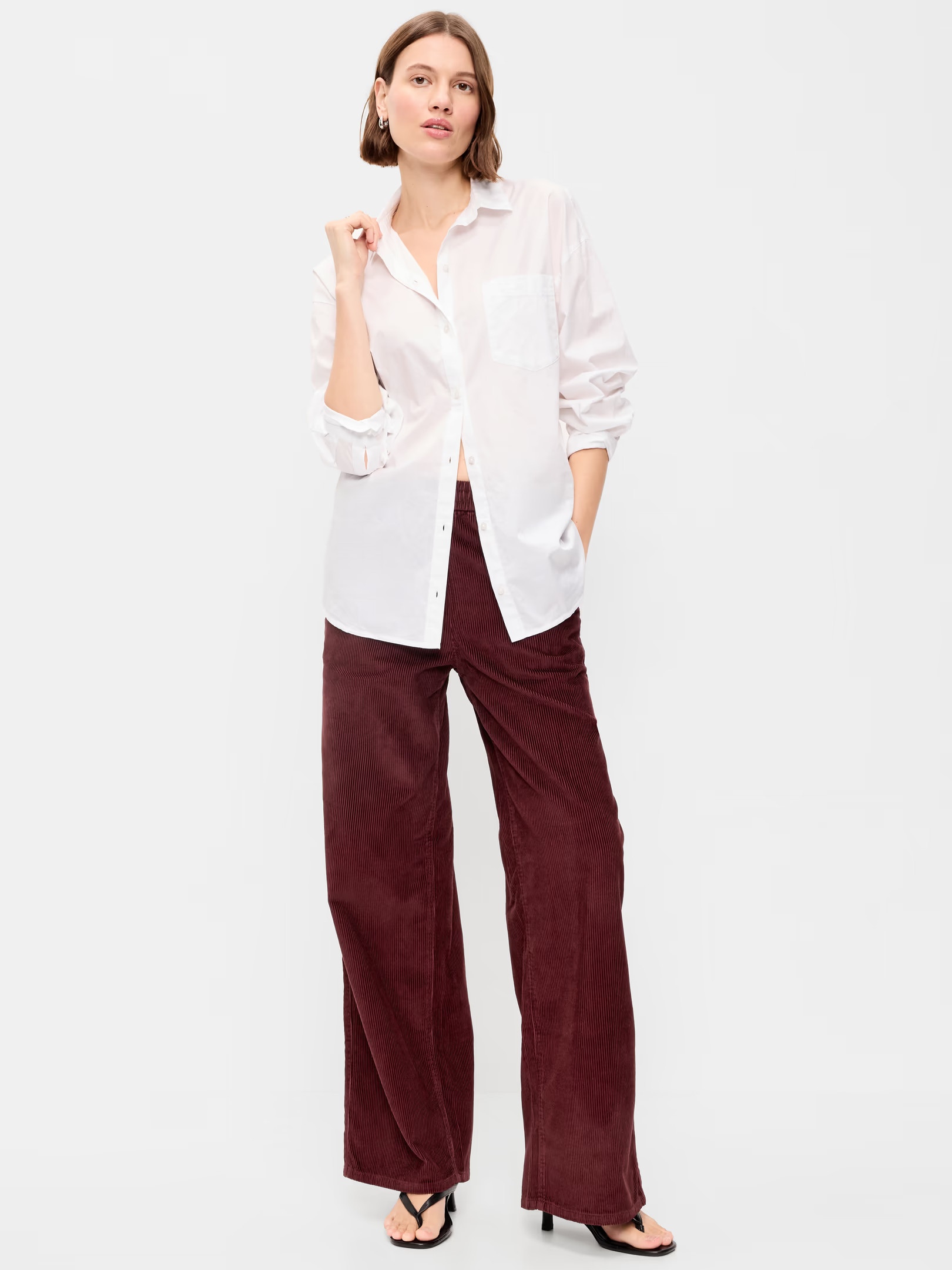 High-Waisted Baggy Wide-Leg Corduroy Pants | Old Navy (US)