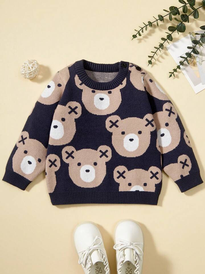 Baby Boy Bear Pattern Sweater | SHEIN