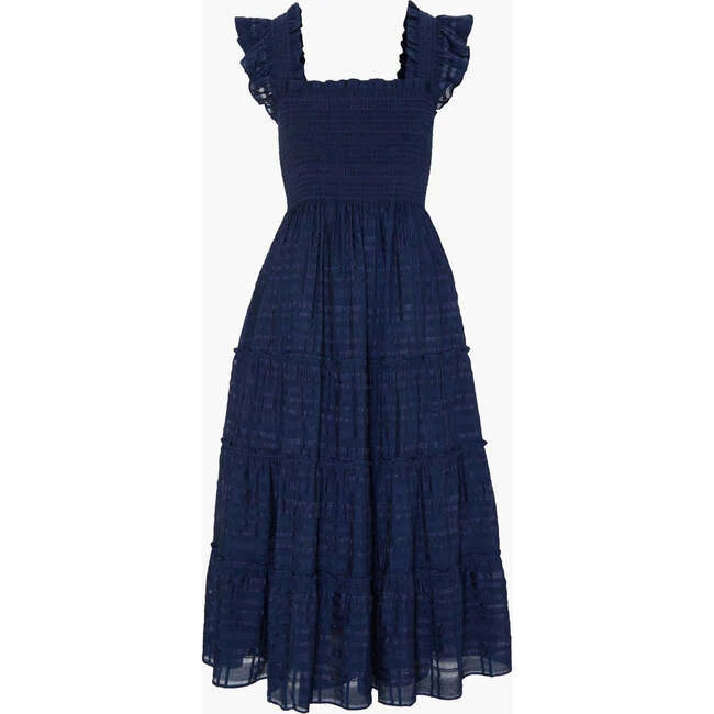 Hill House Home | The Ellie Nap Dress, (Navy Blue Sheer Plaid, Size Small) | Maisonette | Maisonette
