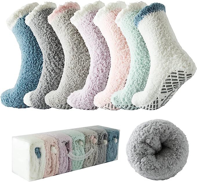 Bulinlulu Fuzzy Socks for Women with Grips Plush Fuzzy Socks Sleep Cozy socks Sleep Socks Winter ... | Amazon (US)