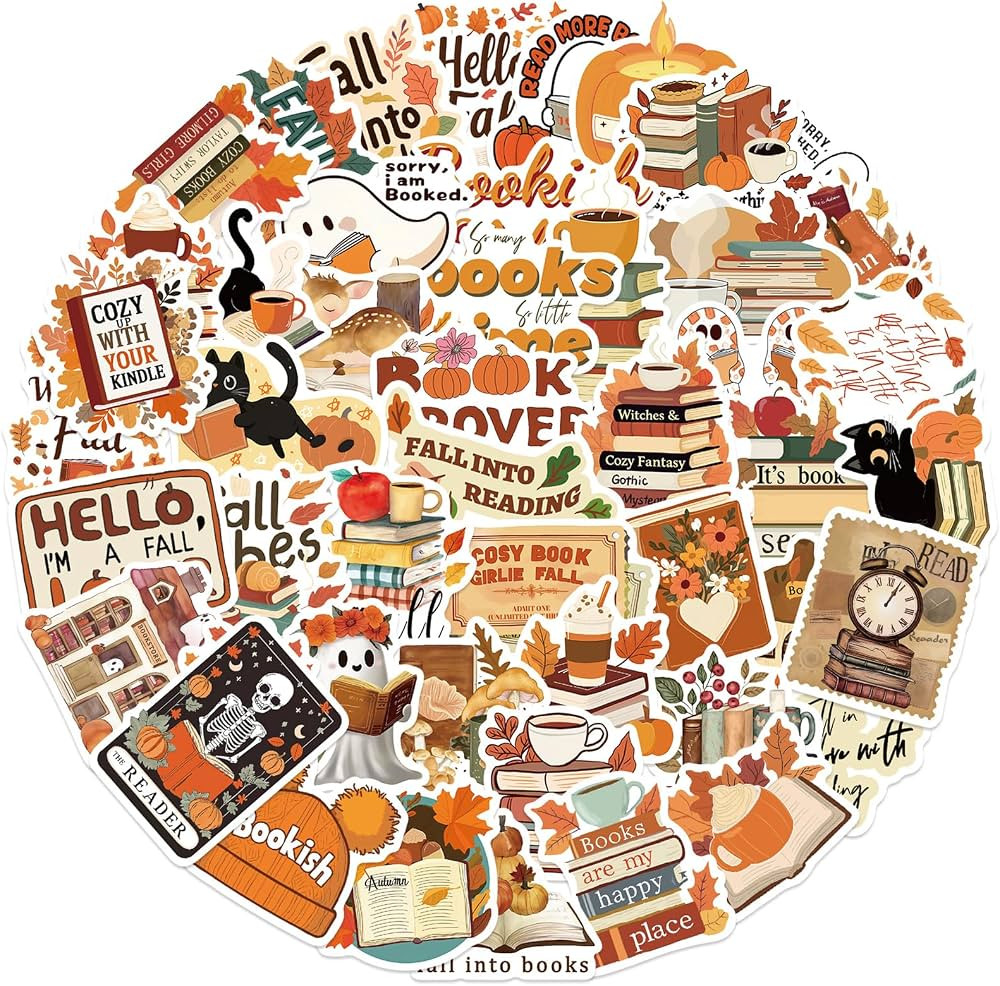 50PCS Cartoon Bookish Stickers for Kindle,Fall Style Bookworm Stickers Pack for Kids Teens ‌Rea... | Amazon (US)