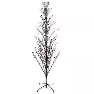 9 ft. Pre-Lit Black Cascade Outdoor Halloween Twig Tree, Orange Lights | The Home Depot