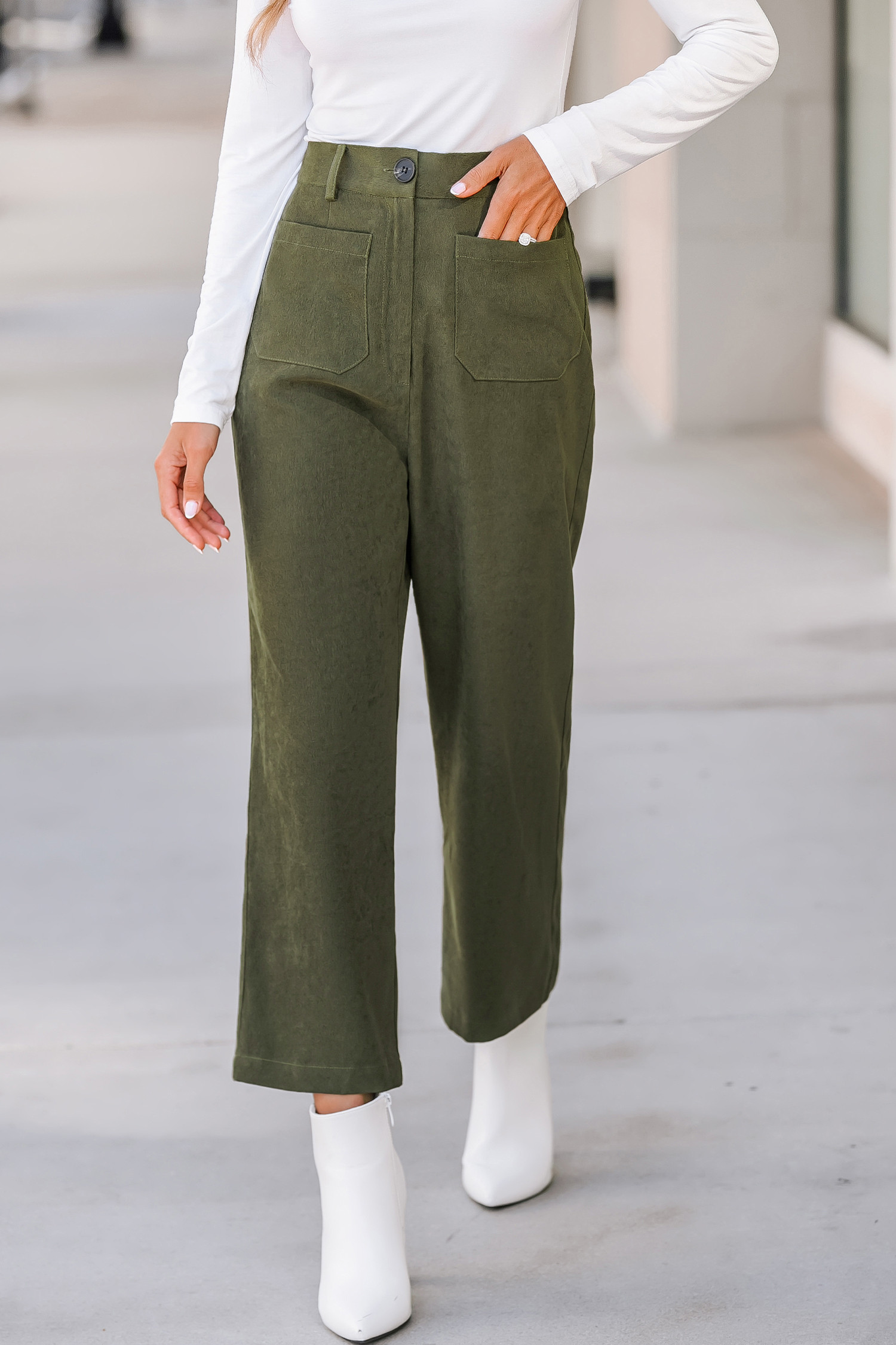 Olive Green High Waist PantsNew | Cupshe US