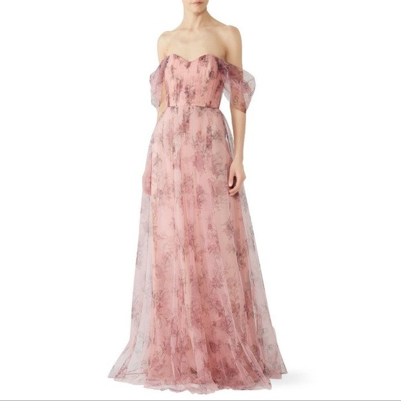 Marchesa Notte Blush Pink Bridesmaid Floral Gown | Poshmark