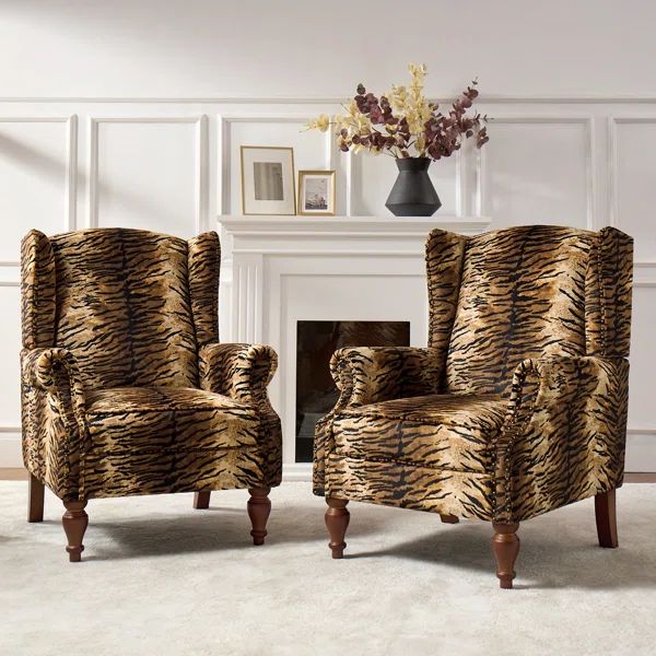 Antonae Traditional Animal Pattern Armchair Set Of 2 | Wayfair North America