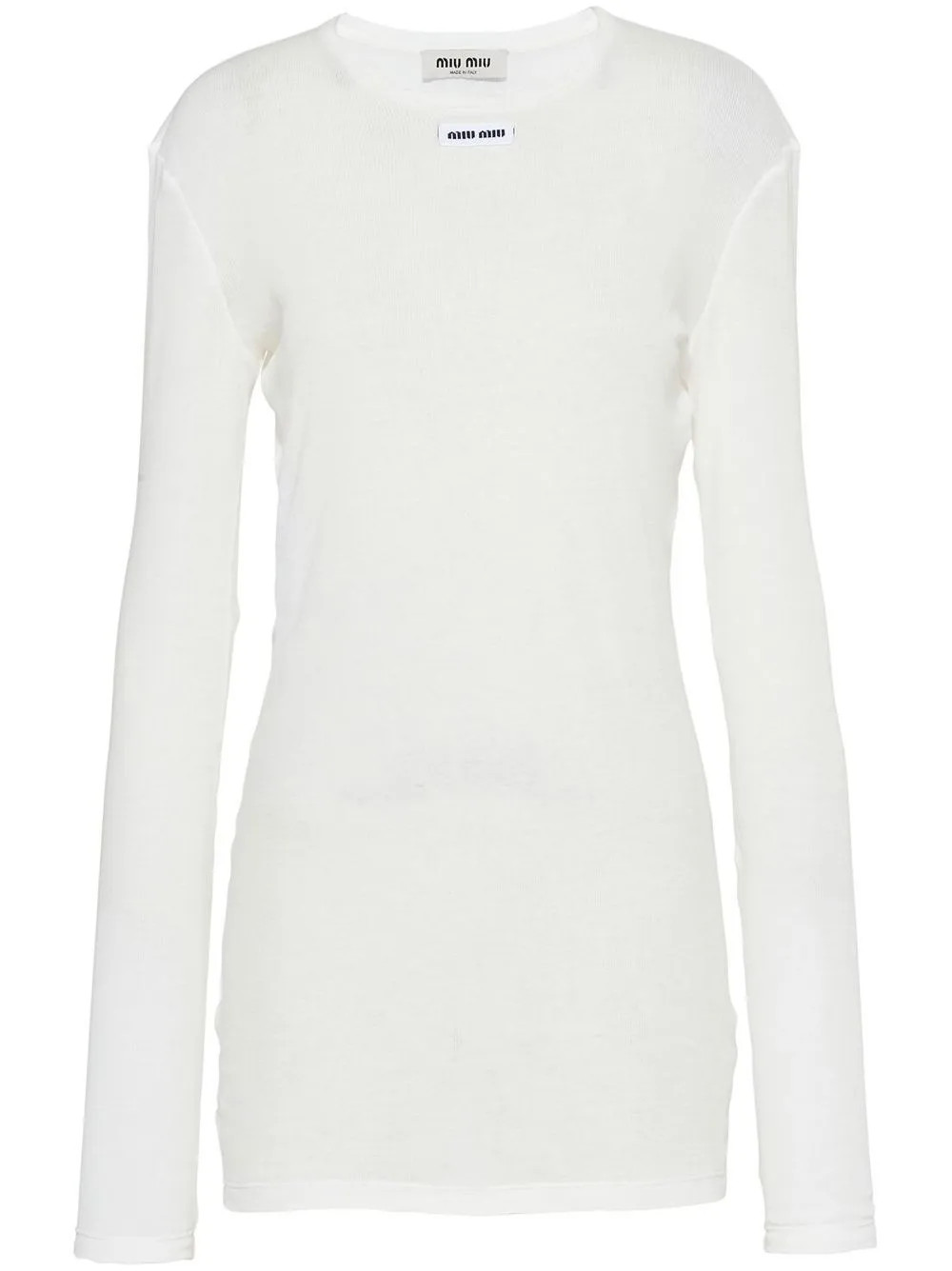 Miu Miu logo-patch Ribbed Jersey Dress - Farfetch | Farfetch Global