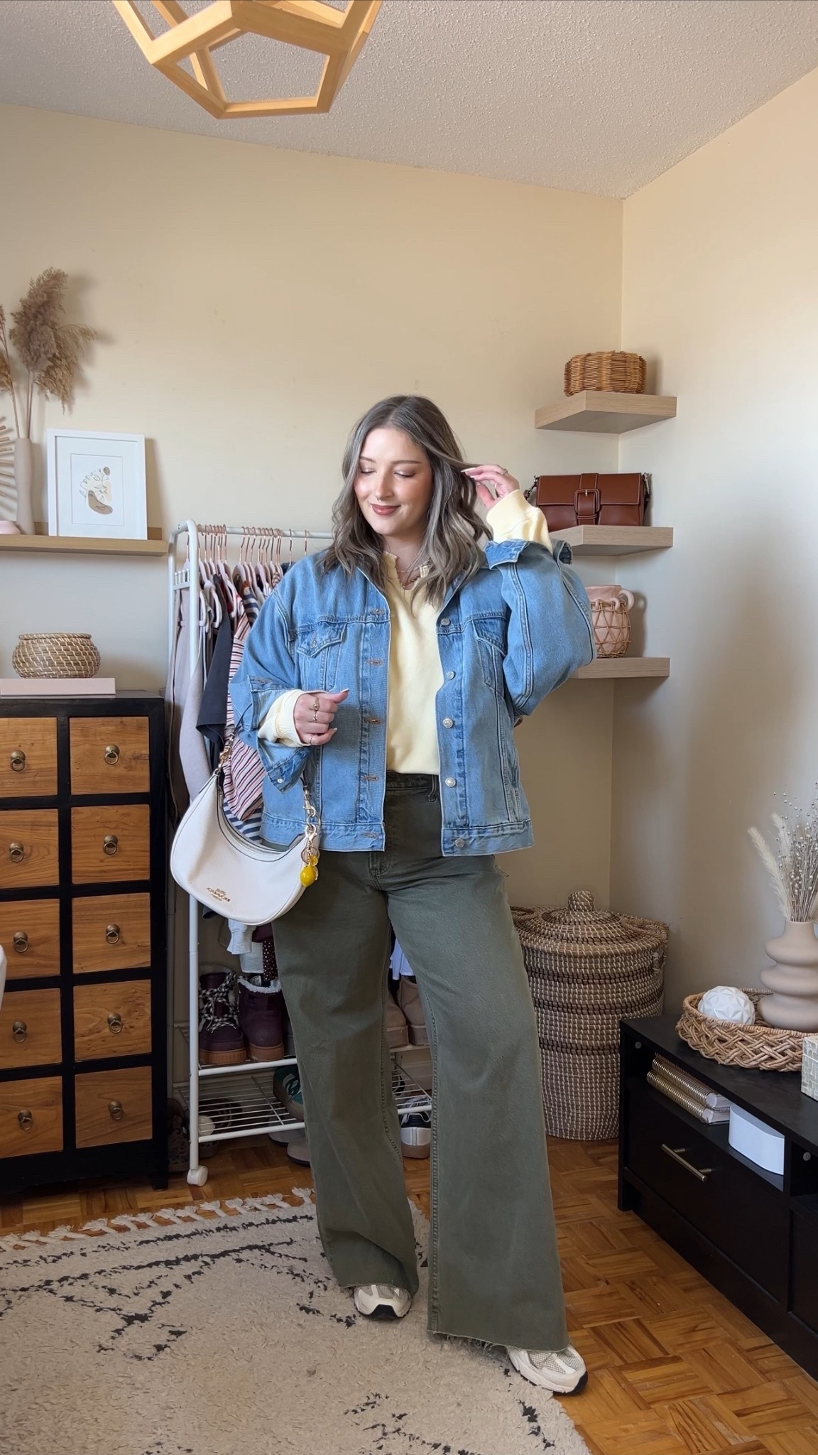 Casual spring outfit! Wearing 32 long in the jeans (I cut the hem off for a custom length). Sized up to XL in the denim jacket for an oversized fit. Butter yellow sweatshirt is old, linked similar also from aerie. My new balance sneakers are super comfy but run big, I’m a 9.5-10 and wear a 9.

#LTKmidsize #LTKstyletip #LTKjeans