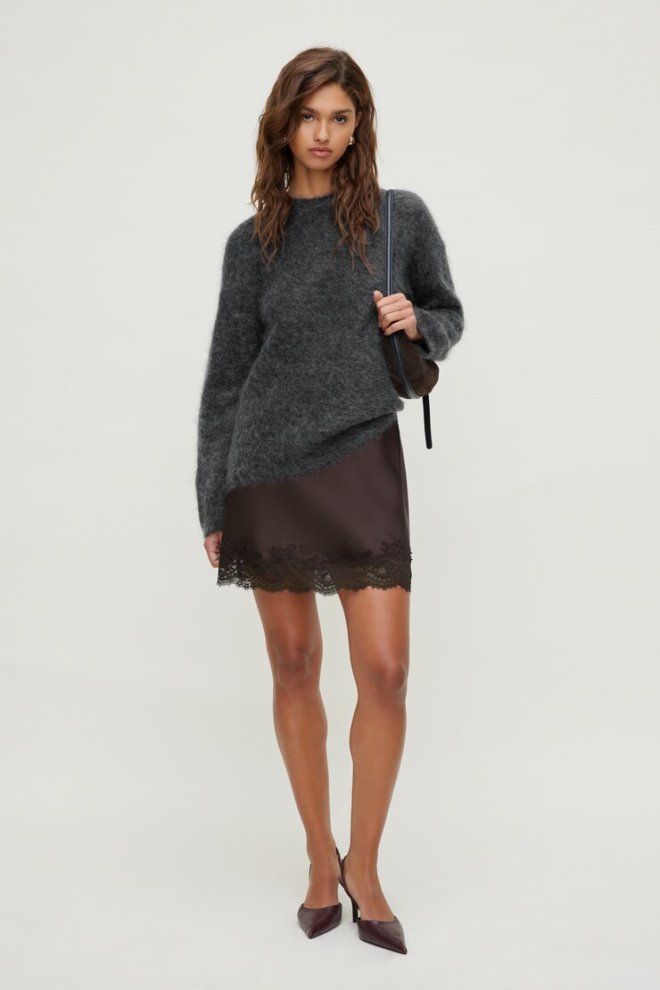 Lace Satin Mini Skirt | Dynamite Clothing