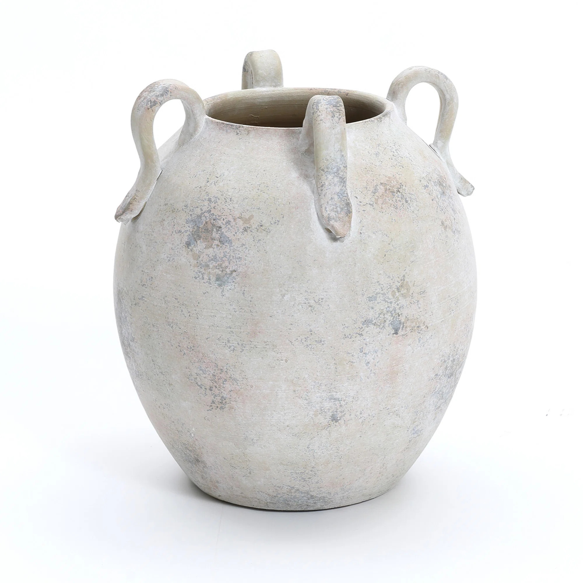 Atoka Vintage Mutli-Color Gray and White Terracotta 11-Inch Round Amphora Vase with Handles | Wayfair North America
