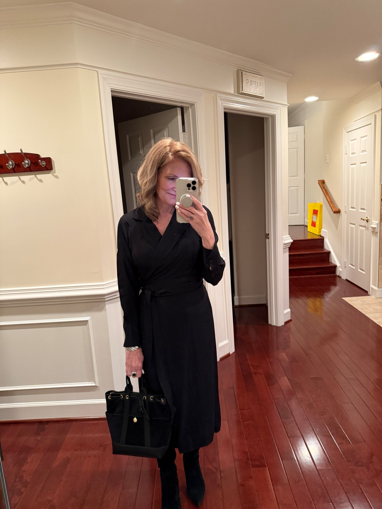 This black silk wrap midi dress was perfect for my friends 
wedding reception or any occasion where you want to elevate your dress without being too formal 

#LTKPetite #LTKOver40 #LTKHoliday
