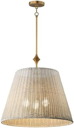 Maxim Lighting Baja 3-Light 23.5" Single Pendant | Natural Aged Brass Finish | Weathered White Wi... | Amazon (US)