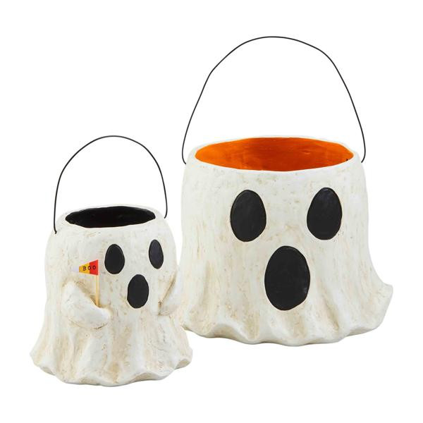 Mud Pie Paper Mache Ghost Treat Buckets in White | Mud Pie