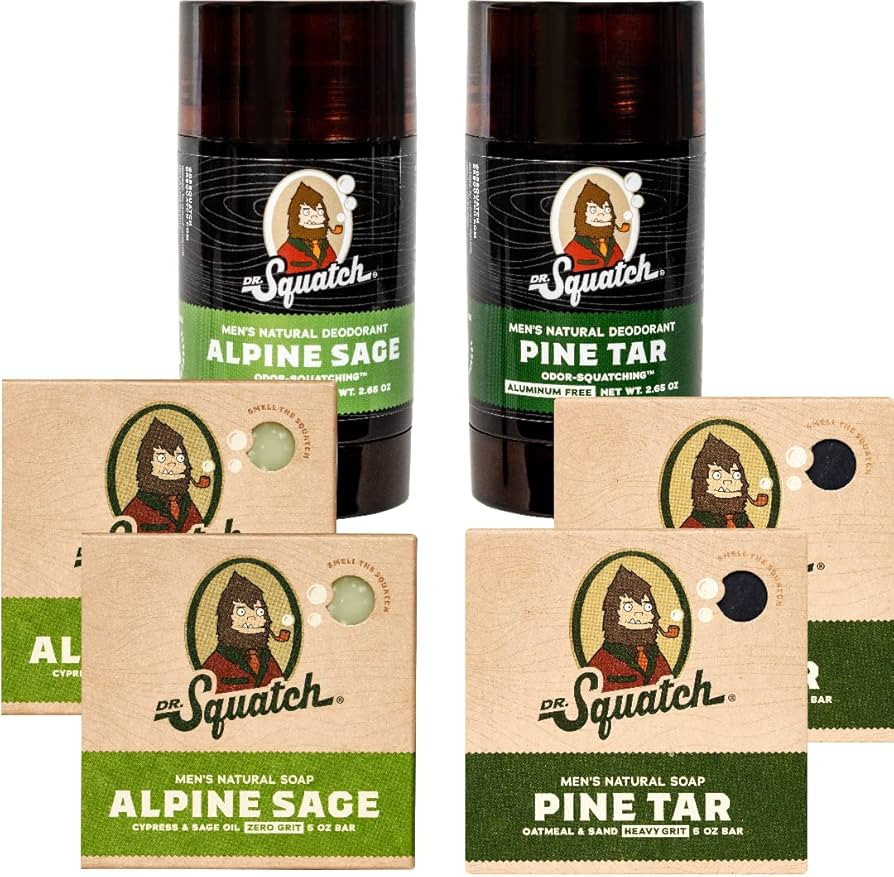 Dr. Squatch Manly Soap and Deodorant Variety Pack - Handmade with Organic Oils, Aluminum-Free - P... | Amazon (US)
