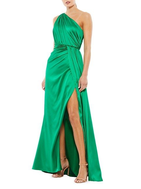 One-Shoulder Draped Satin Gown | Saks Fifth Avenue