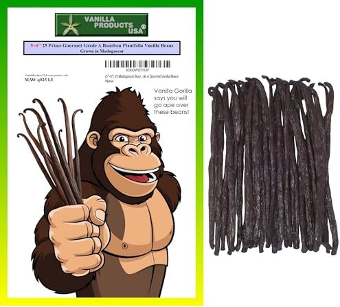 25 Whole Grade A Prime Gourmet Bourbon Madagascar Vanilla Beans 5~6" by Vanilla Products USA | Amazon (US)