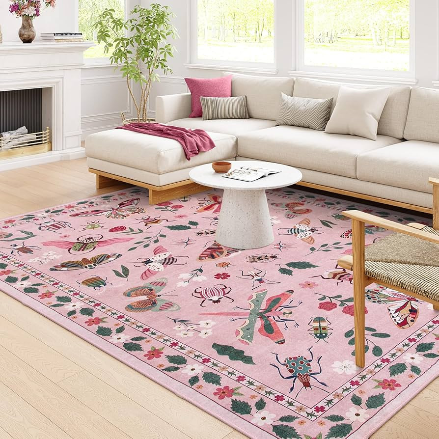 Lahome Insect Washable Rugs 8x10, Soft 8x10 Rugs for Living Room Dining Room Ultra-Thin, Non-Slip... | Amazon (US)