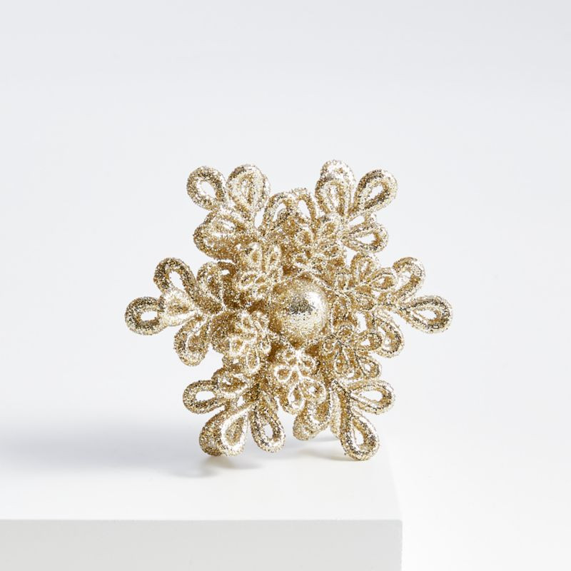 Glitter Dimensional Champagne Gold Snowflake Christmas Tree Ornament + Reviews | Crate and Barrel | Crate & Barrel