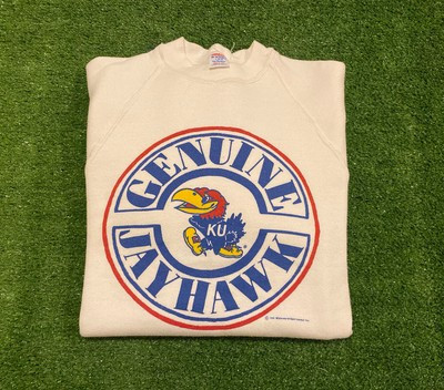 Vintage Jerzees '87 Kansas "Genuine" Jayhawks crewneck rock chalk large white  | eBay | eBay US