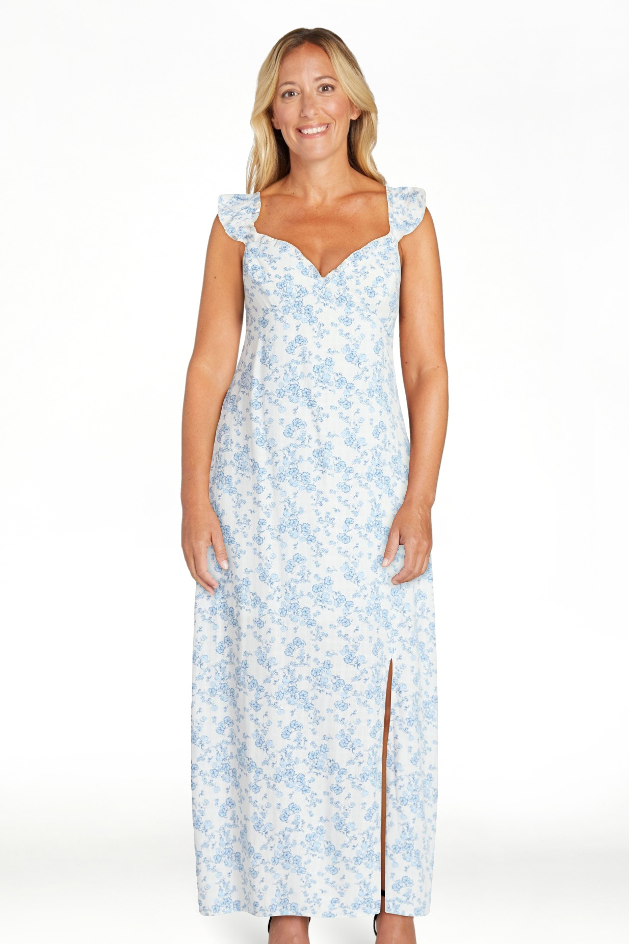 No Boundaries Maxi Dress with Flutter Sleeves, Women's XXS-XXL | Walmart (US)