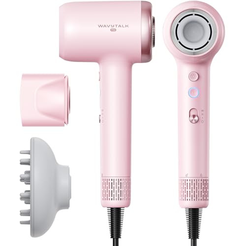 Amazon.com : Hair Dryer, Wavytalk Turblow Pro Fast Drying Blow Dryer with Diffuser, High Speed Hair Dryer with 110,000 RPM, Pro Negative Ions for Reduces Damage, Frizz Smoothing, 3 Speeds 3 Temps, Pink Beauty & Personal Care. | Amazon (US)
