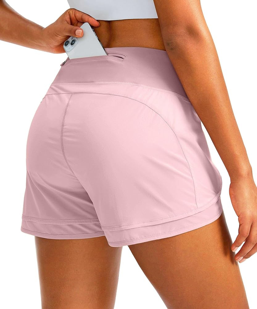 Women's Running Shorts High Waisted Quick-Dry 3 Inch Gym Workout Athletic Shorts for Women with Z... | Amazon (US)