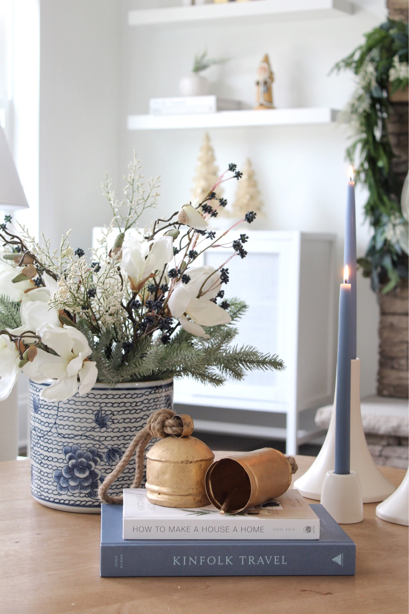 Coffee table is ready for Christmas thanks to @cailinicoastal Loving these blue tapers and holders paired with this gorgeous pot! 



#LTKhome #LTKSeasonal #LTKHoliday