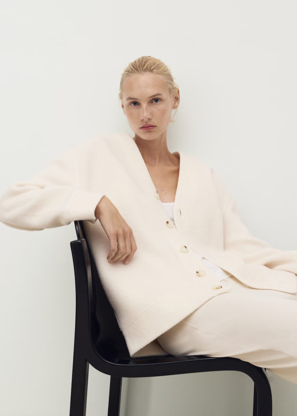 Cotton and wool cardigan with button fasteners ivory white - Woman - M - MANGO | Mango (US/MX/AU)