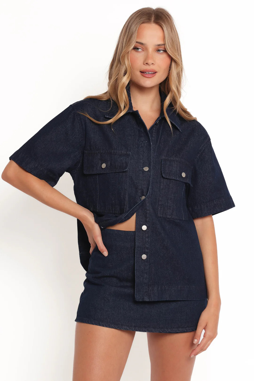 Della Denim Shirt - Raw Denim | Petal & Pup (US)