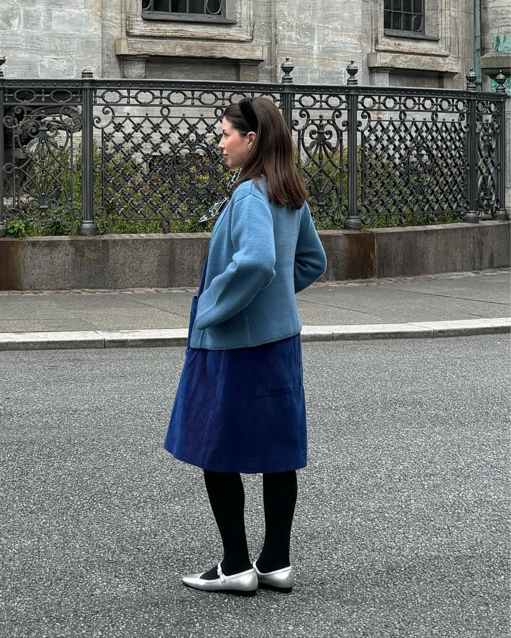 Autumn outfit, autumn fashion, fall fashion, corduroy dress, pinafore dress, cardigan, button cardigan, teal cardigan, black tights, silver shoes, silver ballerinas, velvet headband, UNIQLO, COS, Marks & Spencer, FatFace, Sezane

#LTKSeasonal #LTKeurope #LTKstyletip