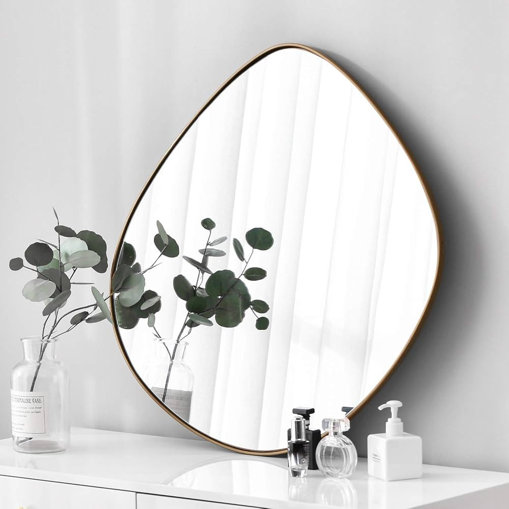 Asymmetrical Wall Mirror Matel Brass Framed Wall Mirror for Living Room Bedroom Bathroom Entryway... | Amazon (US)
