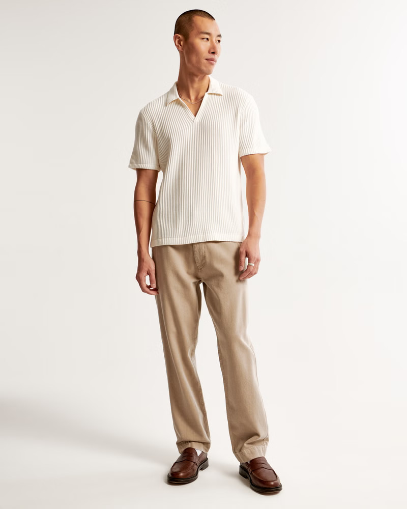 Plisse Johnny Collar Sweater Polo | Abercrombie & Fitch (US)