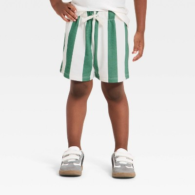 Grayson Mini Toddler Boys' French Terry Striped Shorts - Green 18M | Target