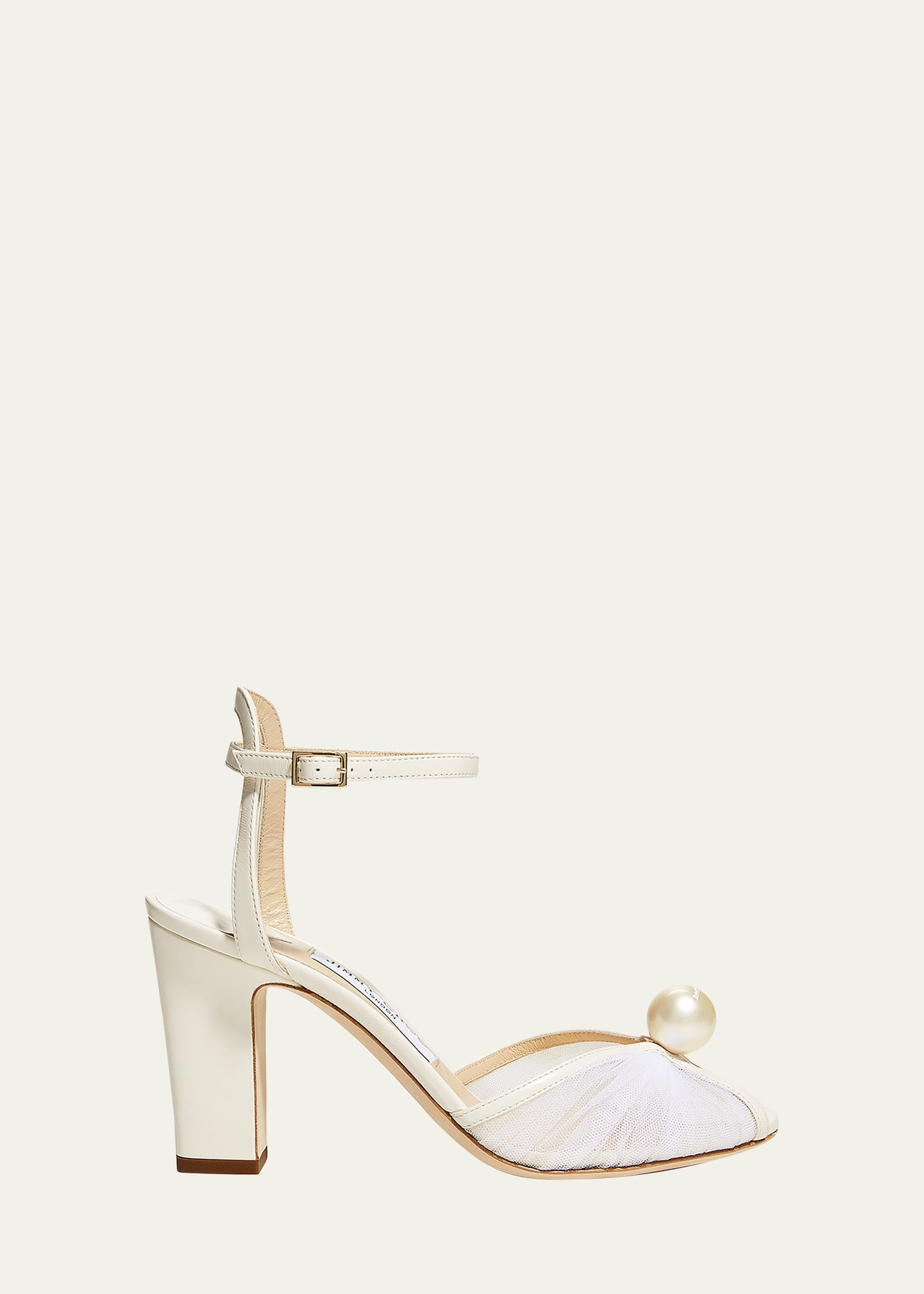 Jimmy Choo Sacaria Tulle Pearly Ankle-Strap Sandals | Bergdorf Goodman