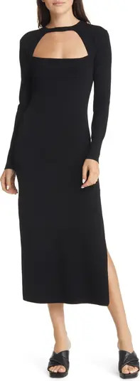 MOON RIVER Cutout Long Sleeve Midi Sweater Dress | Nordstrom | Nordstrom