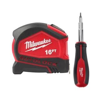 Milwaukee 16 ft. Compact Auto Lock Tape Measure with 11-in-1 Multi-Tip Screwdriver 48-22-6816-48-... | The Home Depot