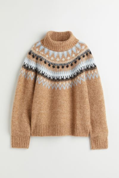 Jacquard-knit polo-neck jumper | H&M (UK, MY, IN, SG, PH, TW, HK)