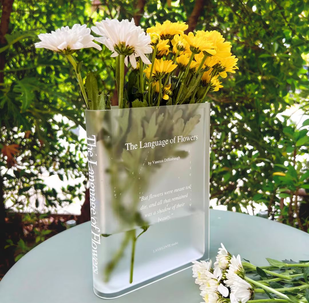 Acrylic Book Vase for Flowers Bookshelf Decor Modern Home - Etsy | Etsy (US)