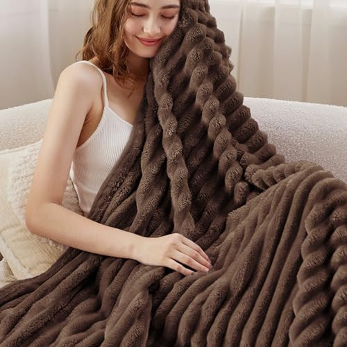Bedsure GentleSoft Fondue Fudge Fleece Blanket for Couch - Cozy Soft Blankets for Women, Cute Small Throws for Girls, 50x60 Inches | Amazon (US)