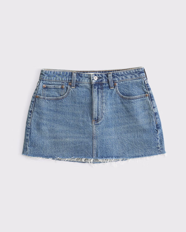 Women's Curve Love Mid Rise 5-Pocket Denim Mini Skort | Women's Bottoms | Abercrombie.com | Abercrombie & Fitch (UK)