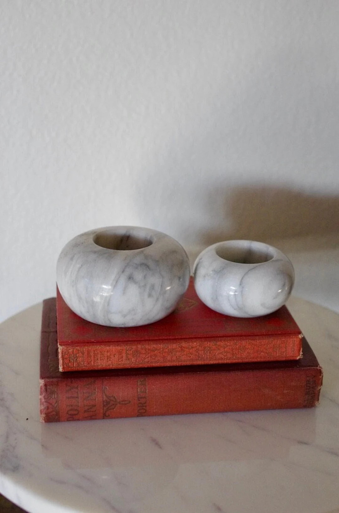 White Marble Votive Candle Holders, Tea Light Stone Candle Holders, Carrara Marble Candles, Minim... | Etsy (US)