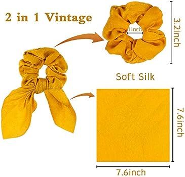 WATINC 14 Pcs Bowknot Hair Scrunchies Super Soft Silk Scarf Hair Ties 2 in 1 Design Solid Colors ... | Amazon (US)