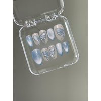 Silver Butterfly Glitter Press On Nails Handmade Faux Acrylic Gel Nails | Etsy (US)