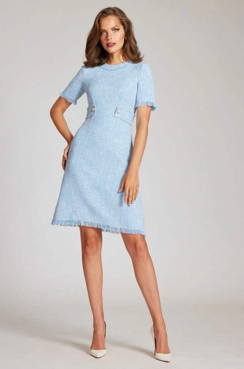 Boucle Tweed Short Sleeve Day Time Dress | TERIJON