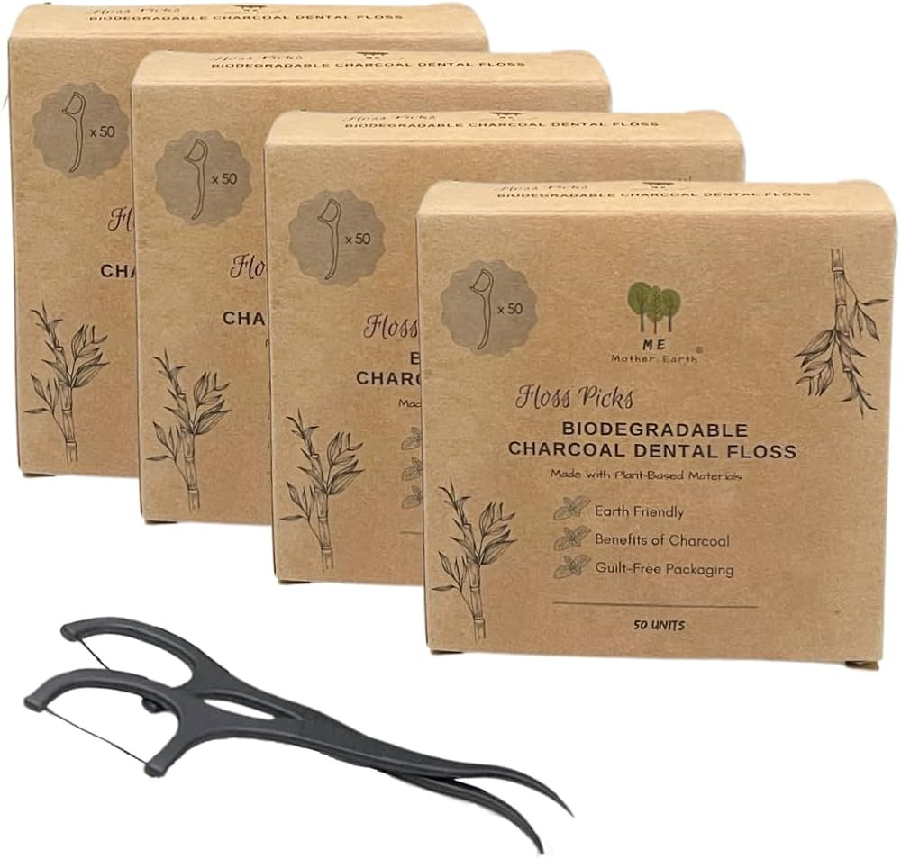 Me Mother Earth Vegan Biodegradable Dental Floss Picks (200 Count) - Natural | Sustainable | Eco-... | Amazon (US)
